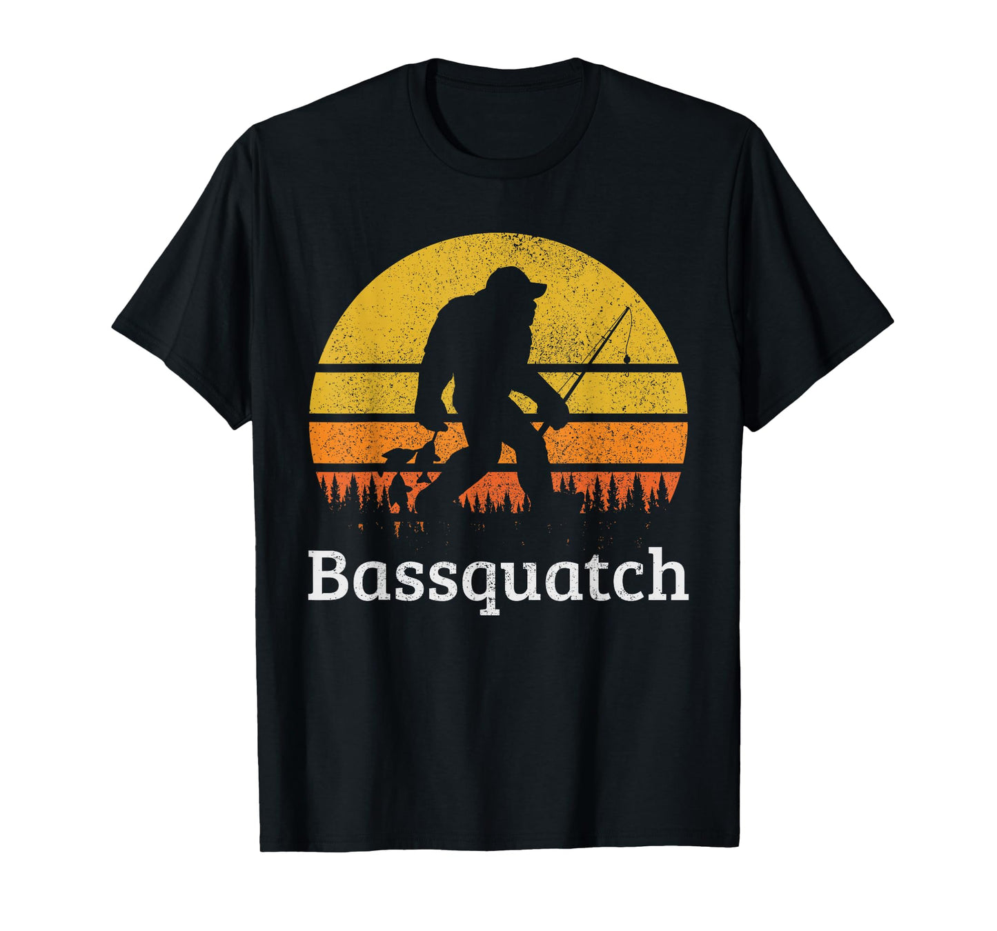 Bassquatch Funny Bass Fishing Sasquatch Bigfoot Vintage Gift T-Shirt