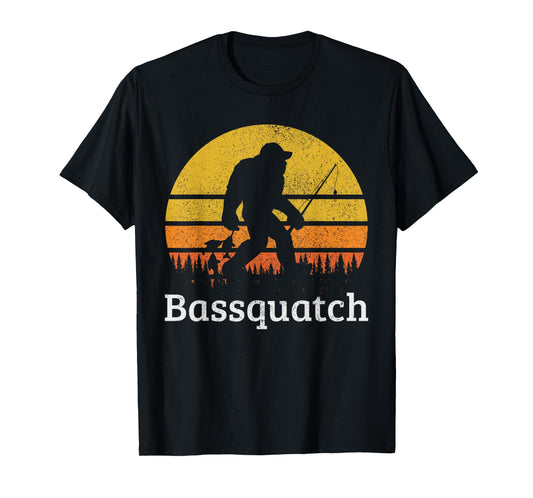 Bassquatch Funny Bass Fishing Sasquatch Bigfoot Vintage Gift T-Shirt