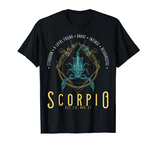 Astrological Scorpio Zodiac Sign Golden Scorpion Horoscope T-Shirt