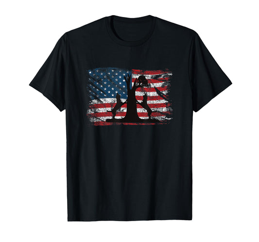 Patriotic Coon Hunting Dogs American Flag T-Shirt