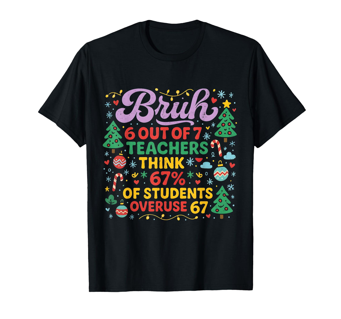 Bruh 6 Out of 7 Teachers 67 Percent Students Meme Christmas T-Shirt