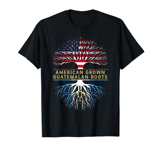 American Grown Guatemalan Roots America Guatemala Tree Flag T-Shirt