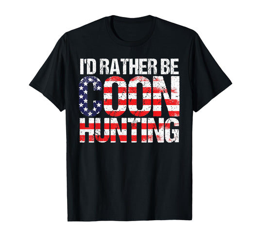 Coon Hunting Shirt American Flag Funny Raccoon Hunting T-Shirt