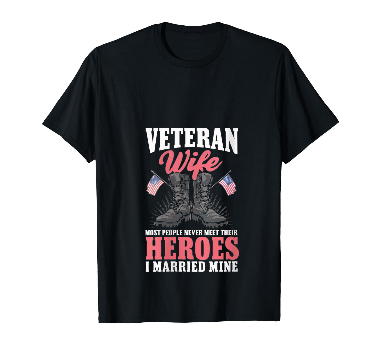 Womens Veteran Wife Shirt Married Mine Hero Husband Proud Women V-Neck T-Shirt