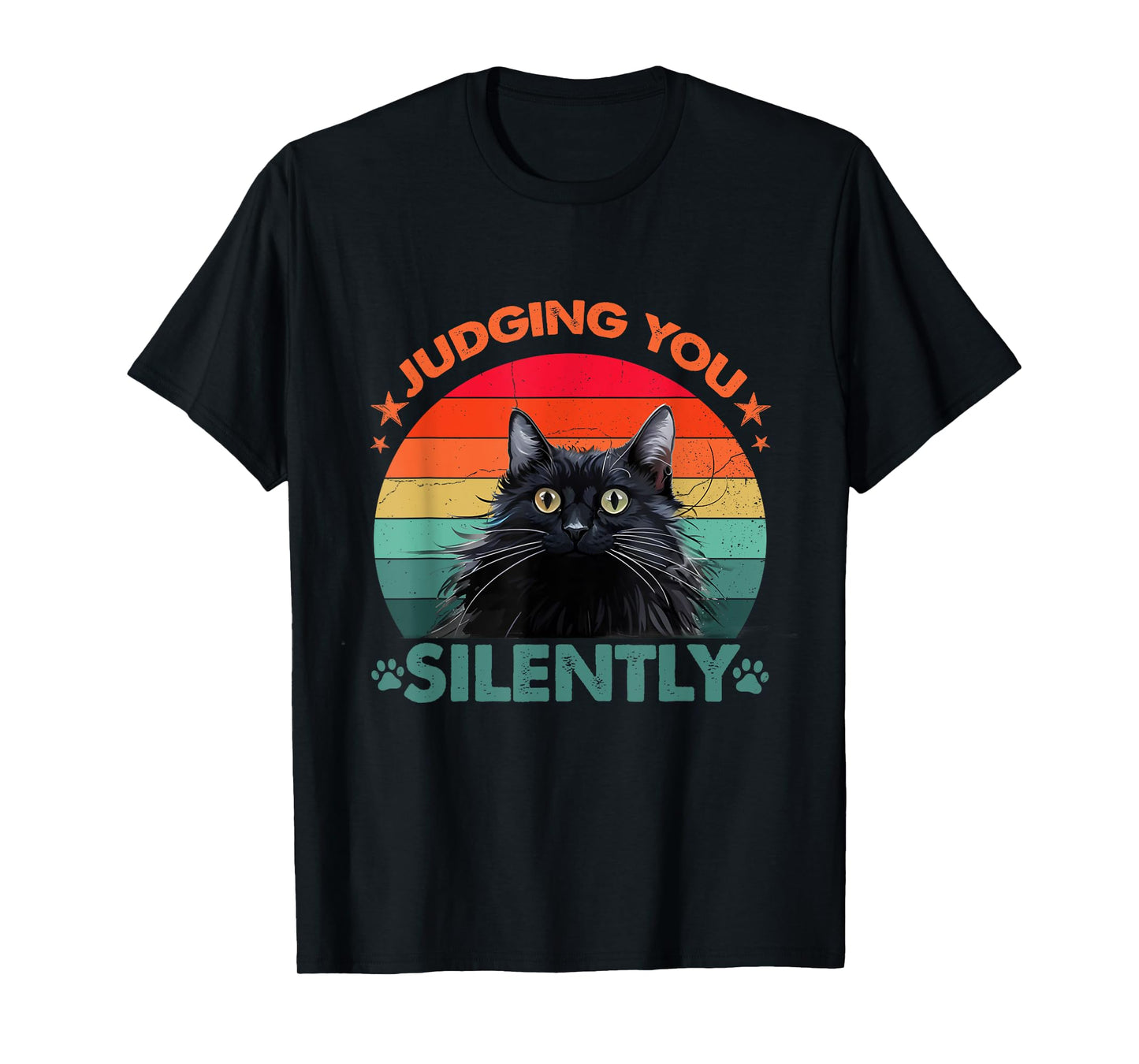 Vintage Funny Cat Judging You Silently Cat T-Shirt for Men Women Kids