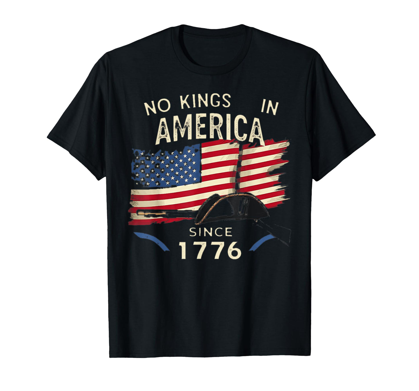 No Kings in America Since 1776 Patriotic USA Flag T-Shirt