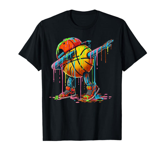 Dabbing Basketball Ice Cream Drips for Boys Funny Basketball T-Shirt