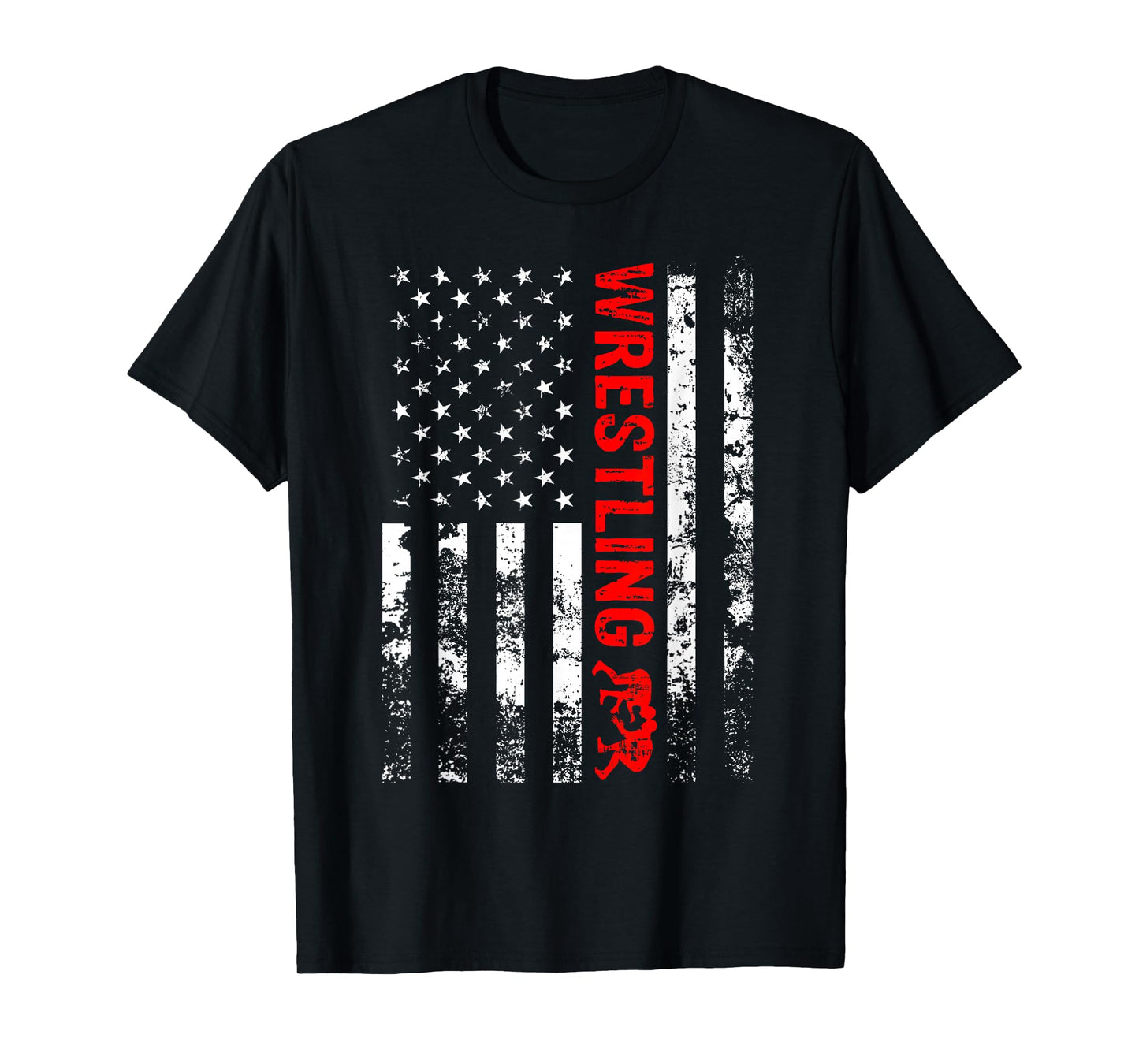 Vintage American Wrestling US Flag Wrestling Wrestler Mens T-Shirt