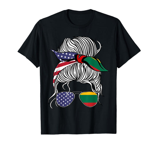 American Lithuanian Patriot Flag Women Girl Lithuania Grown T-Shirt