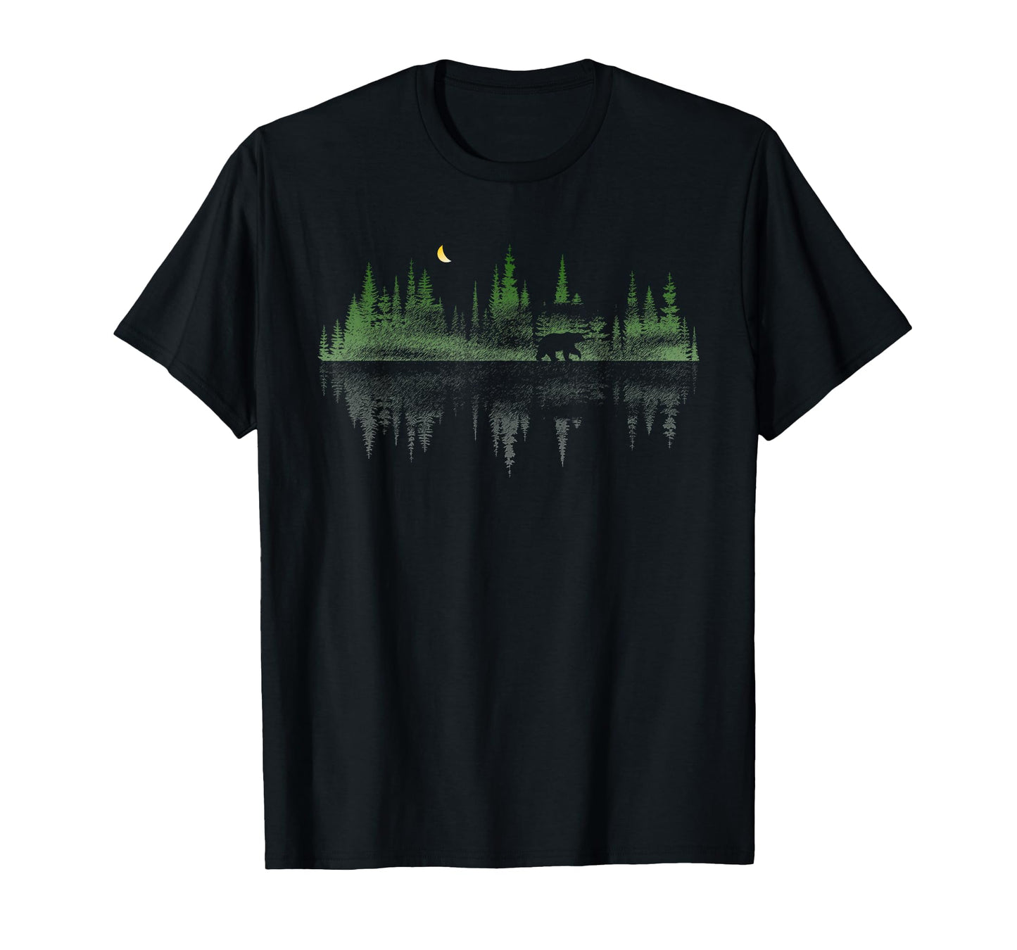 Natural Forest Trees Reflection Wildlife Nature Animal Bear T-Shirt