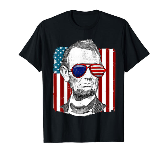 America USA Abe Lincoln 4th of July Men Boys Gift Tee T-Shirt