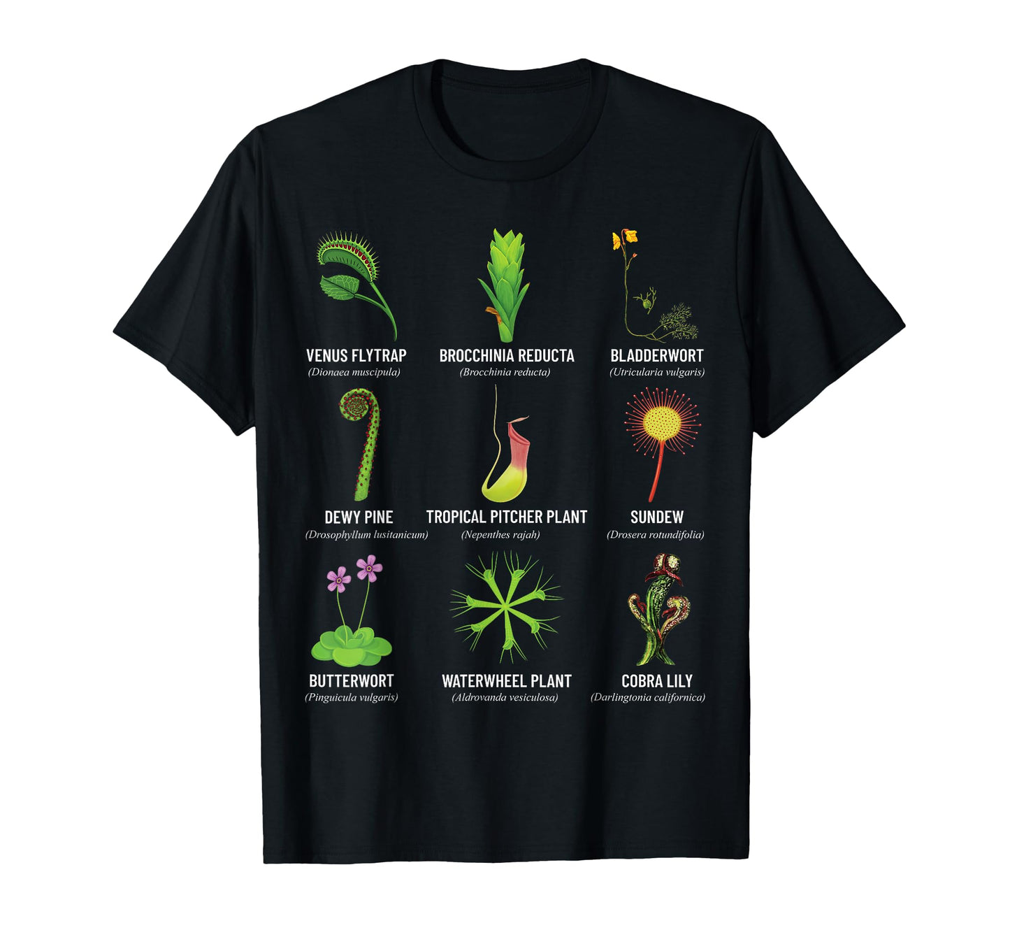 Carnivorous Plants Chart Venus Flytrap, Pitcher Plant T-Shirt