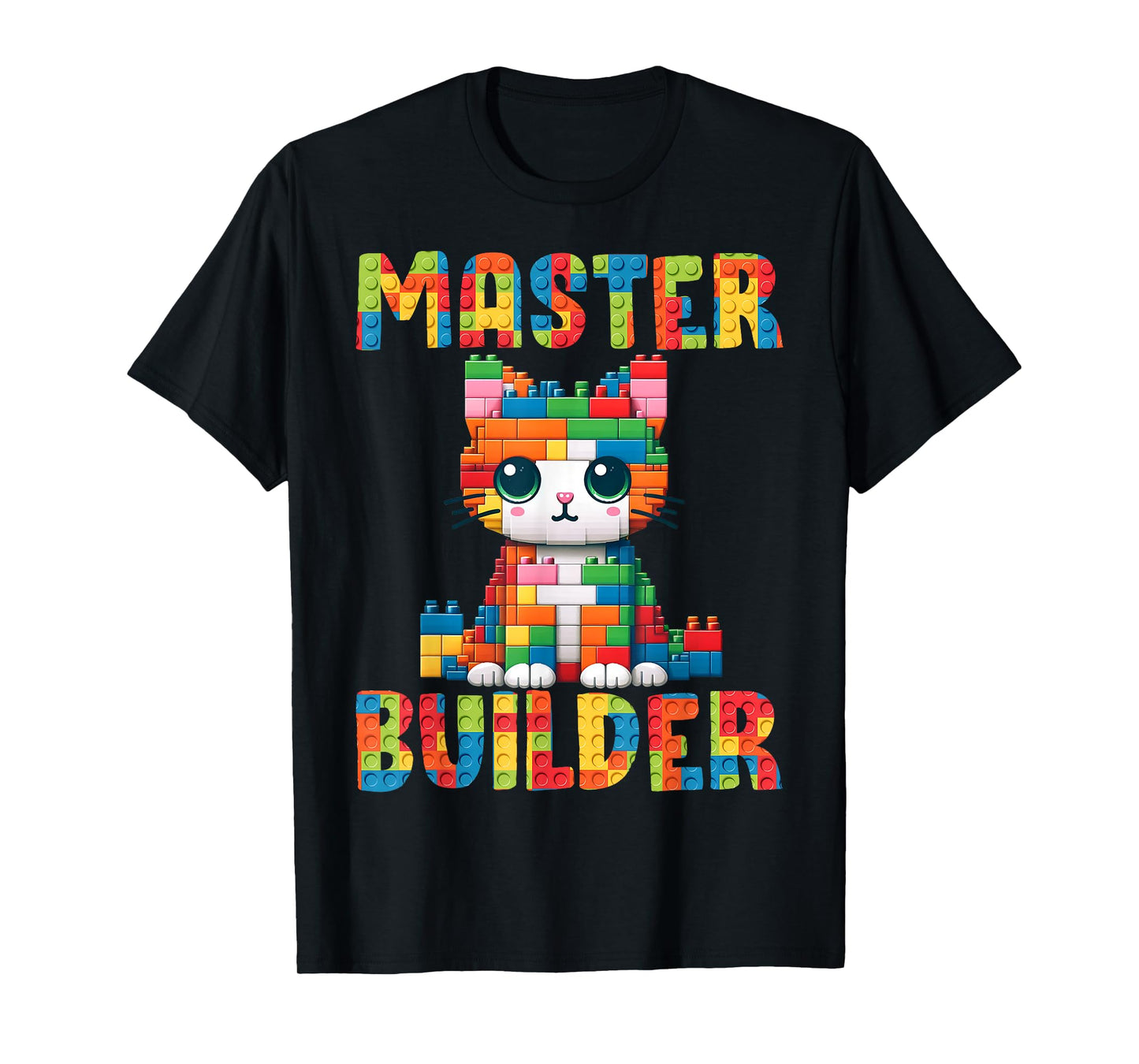 Master Builder Cute Cat Brick Toy Kitty Design for Kids T-Shirt