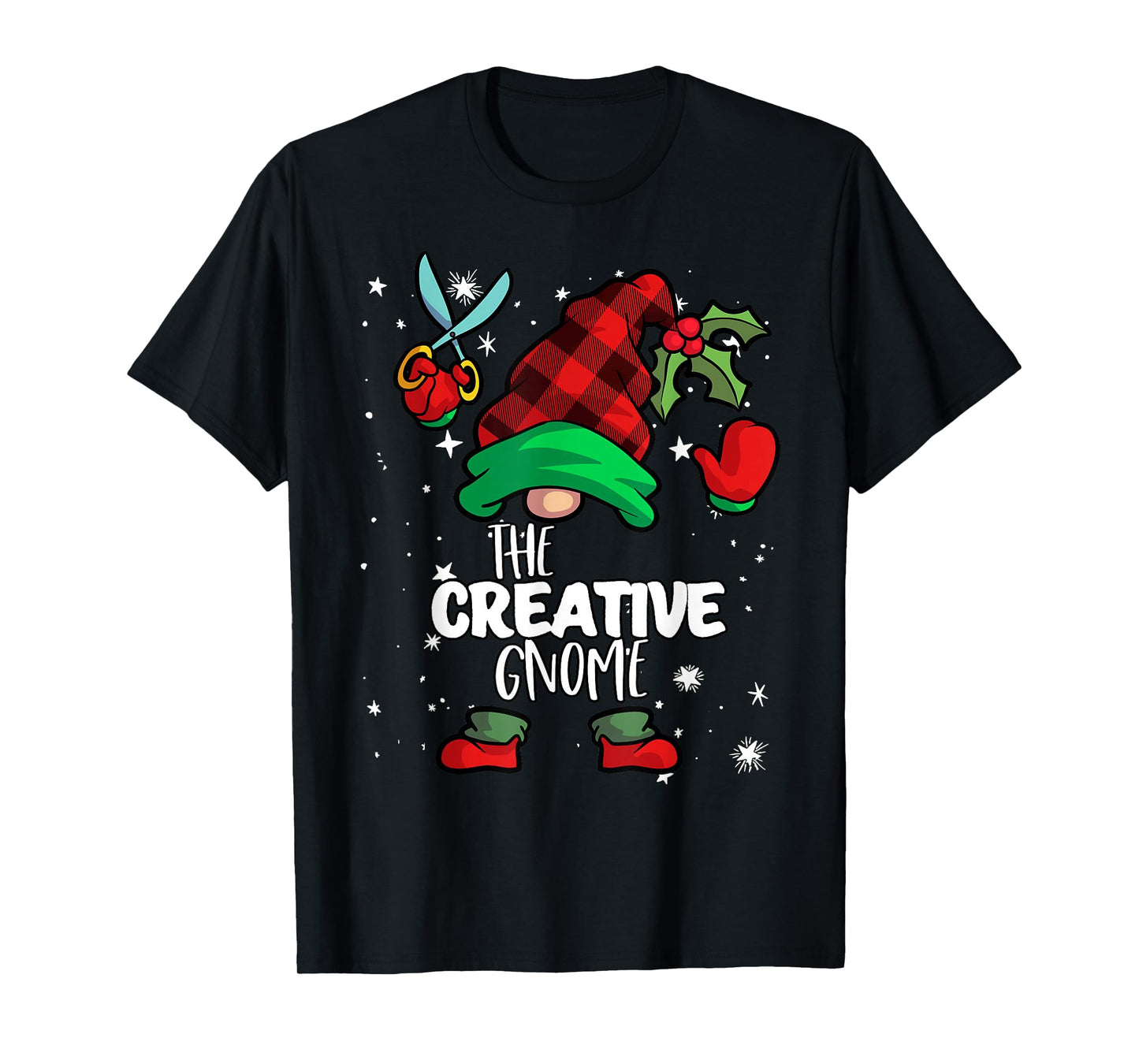 Creative Gnome Red Buffalo Plaid Matching Family Christmas T-Shirt