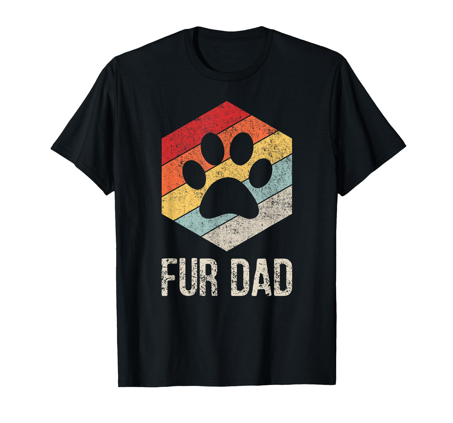 Funny Fur Dad Vintage Retro Dog and Cat Owner T-Shirt