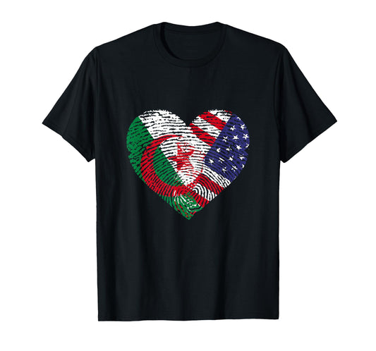 Algerian American Fingerprint Flags T-Shirt
