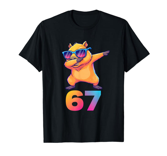 67 Capybara Six Seven Meme Animal Cool Capybara Dabbing Kids T-Shirt