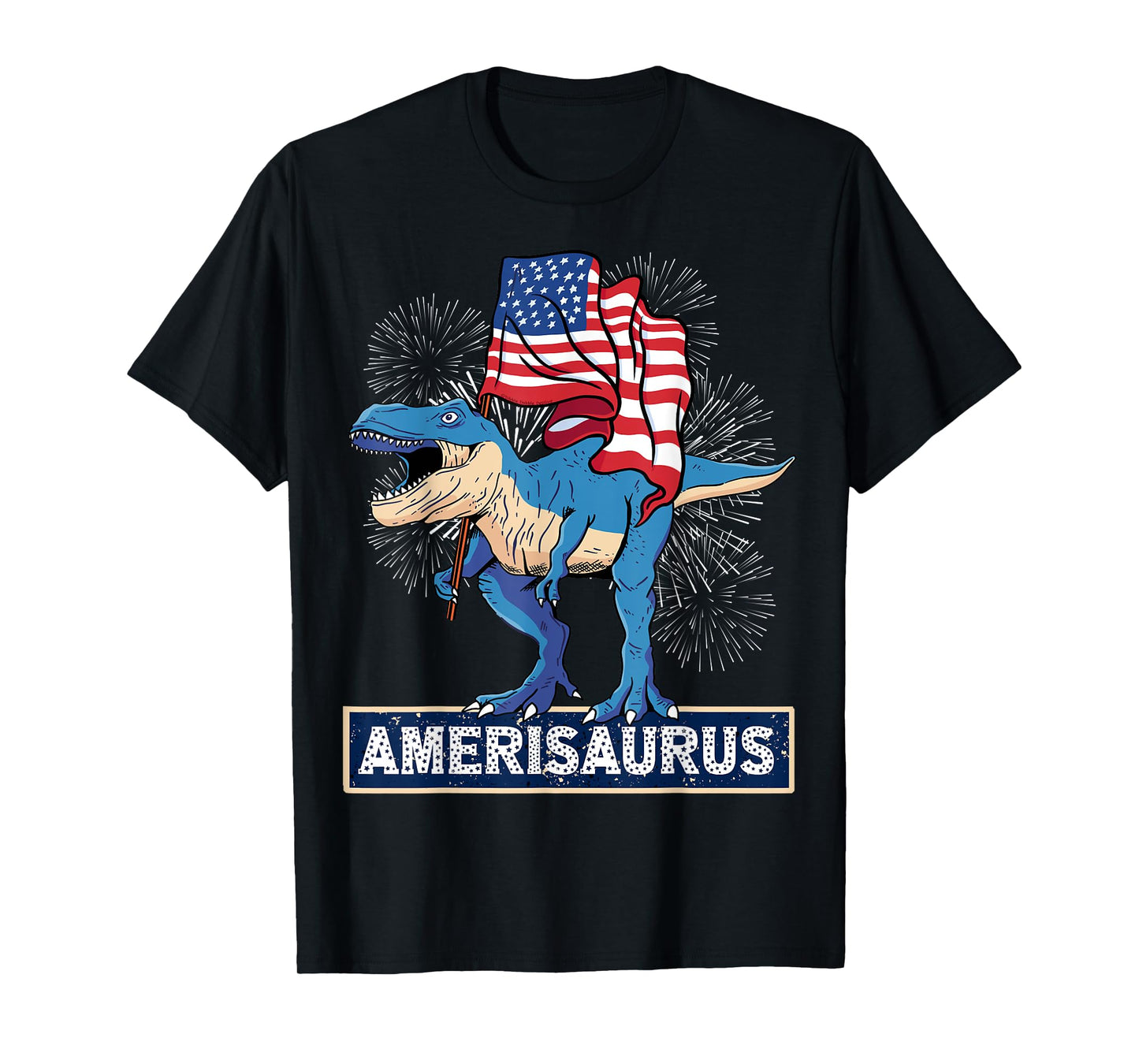 Patriotic AmeriSaurus USA Flag Boys Girls Kids 4th of July T-Shirt