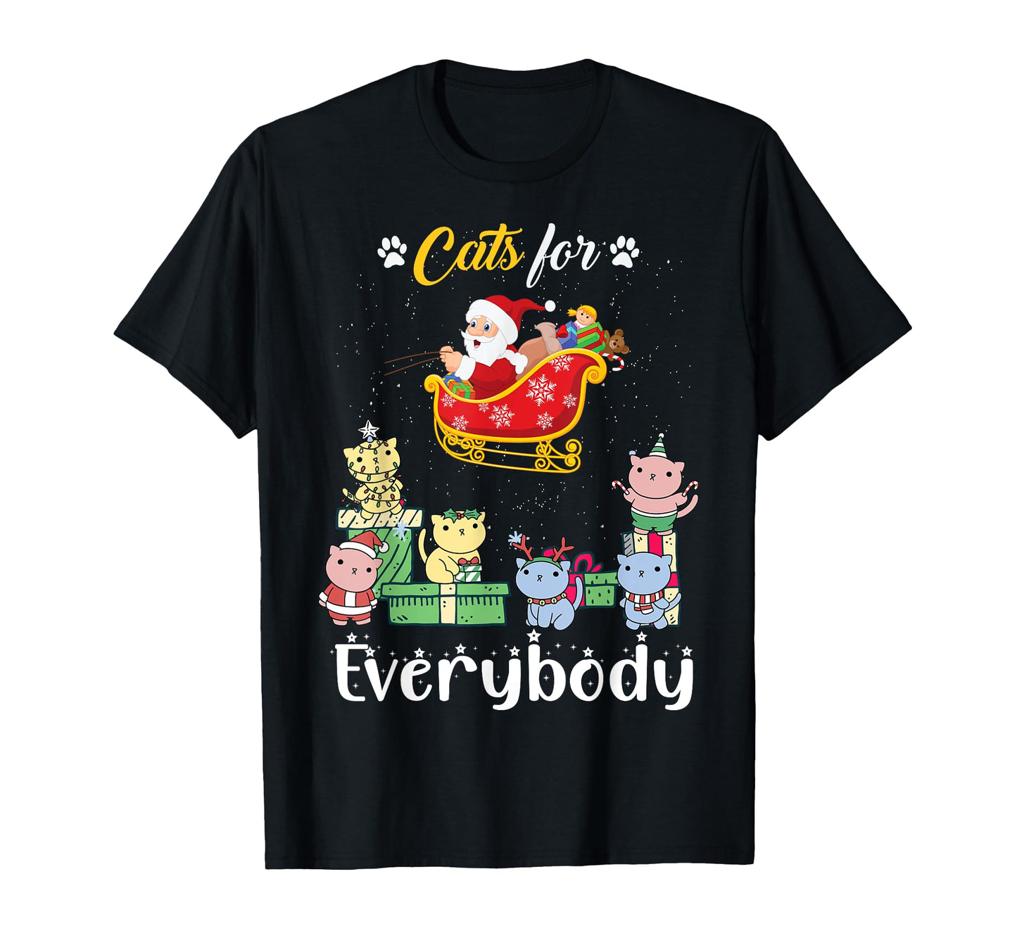 Cats For Everybody Santa Funny Christmas Pjs Xmas women T-Shirt