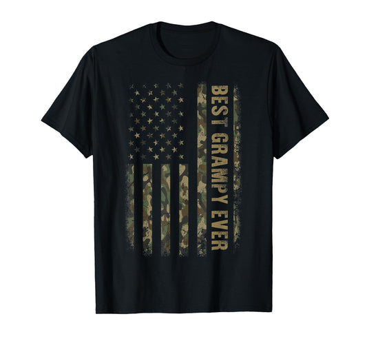 Best Grampy Ever Camouflage American Flag Father's Day T-Shirt