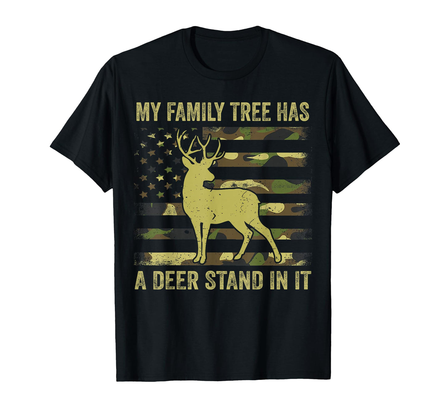 Men's Camo Deer Hunting Dad Jokes Family Tree Has Deer Stand T-Shirt