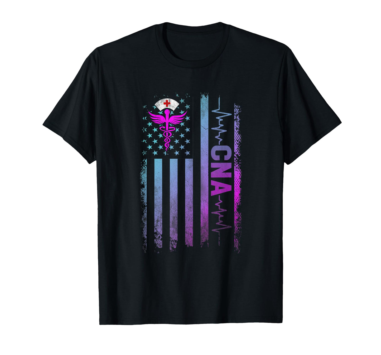 CNA Job Certified Nursing Assistant USA Flag Women Men T-Shirt