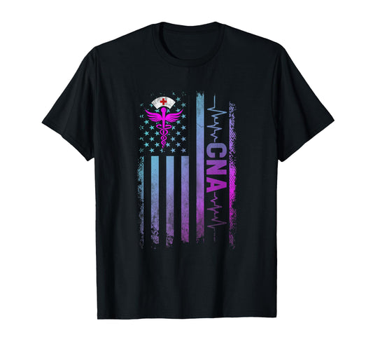 CNA Job Certified Nursing Assistant USA Flag Women Men T-Shirt