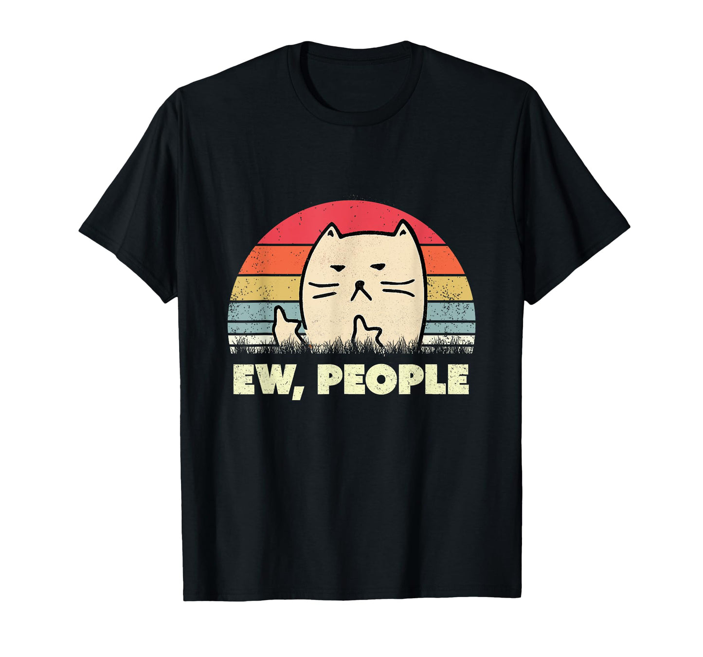 Ew, People Cat Shirt Vintage Funny Cat Lover Gift, Black Cat T-Shirt