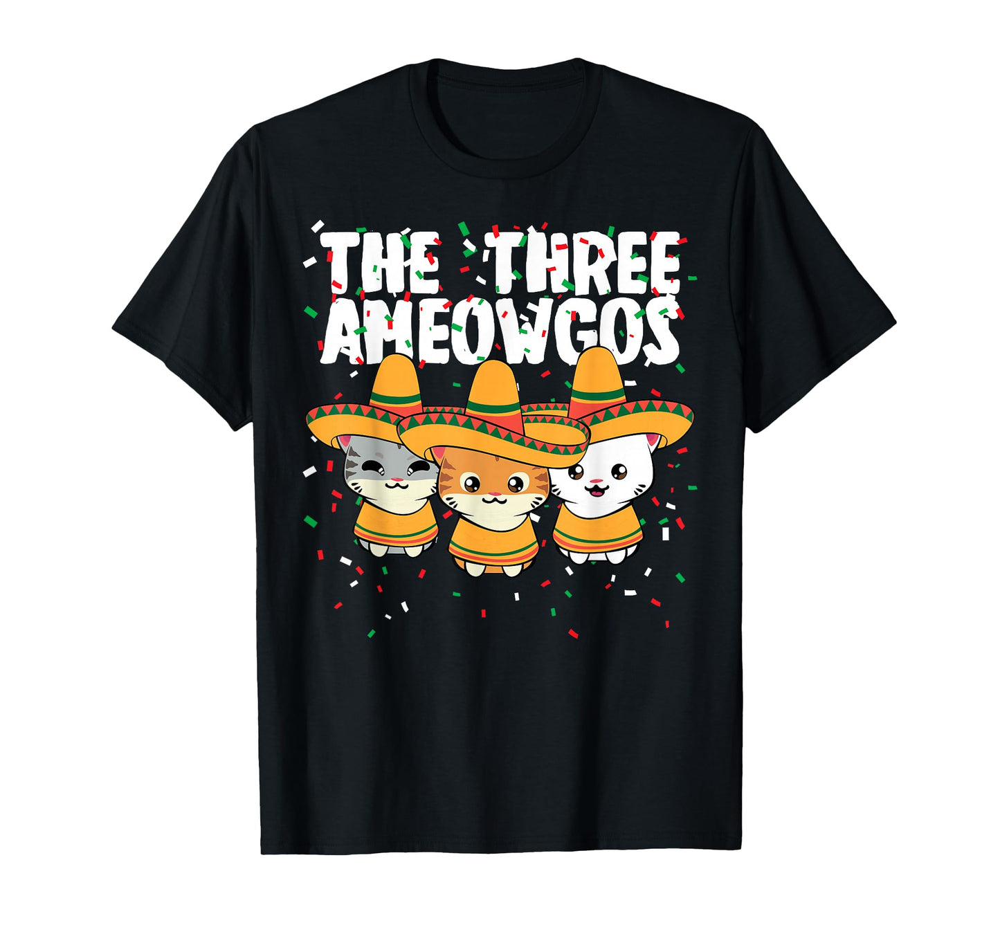 The Three Amigos Mexican Cinco de Mayo Cute Cats Ameowgos T-Shirt