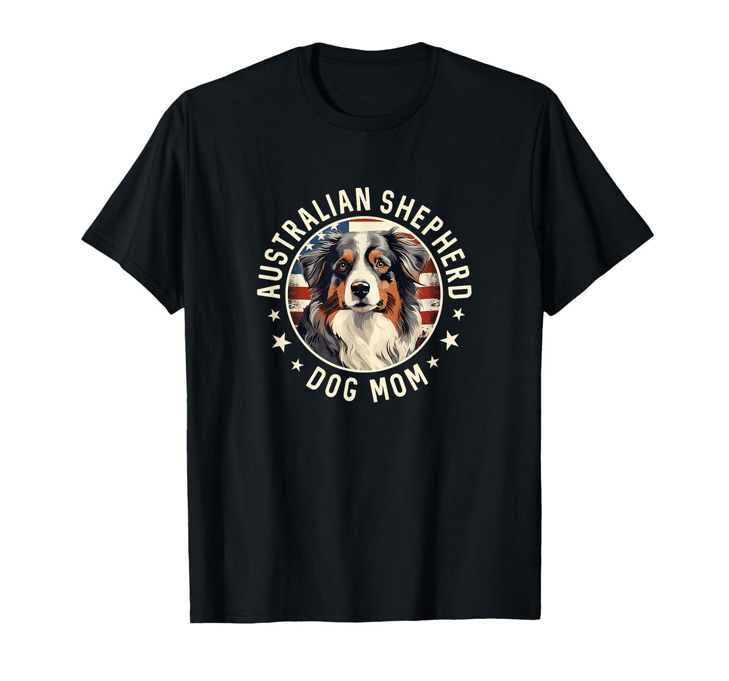 Aussie Dog American Flag, Australian Shepherd Dog Mom T-Shirt