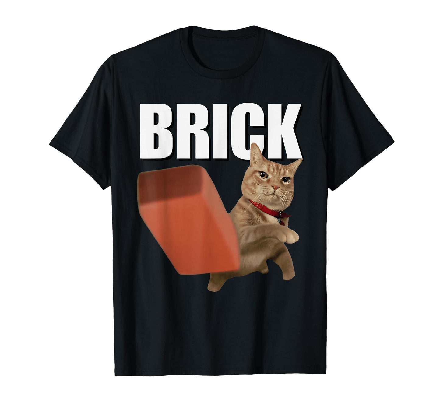Funny Cat Throwing Brick Cat Silly Meme T-Shirt