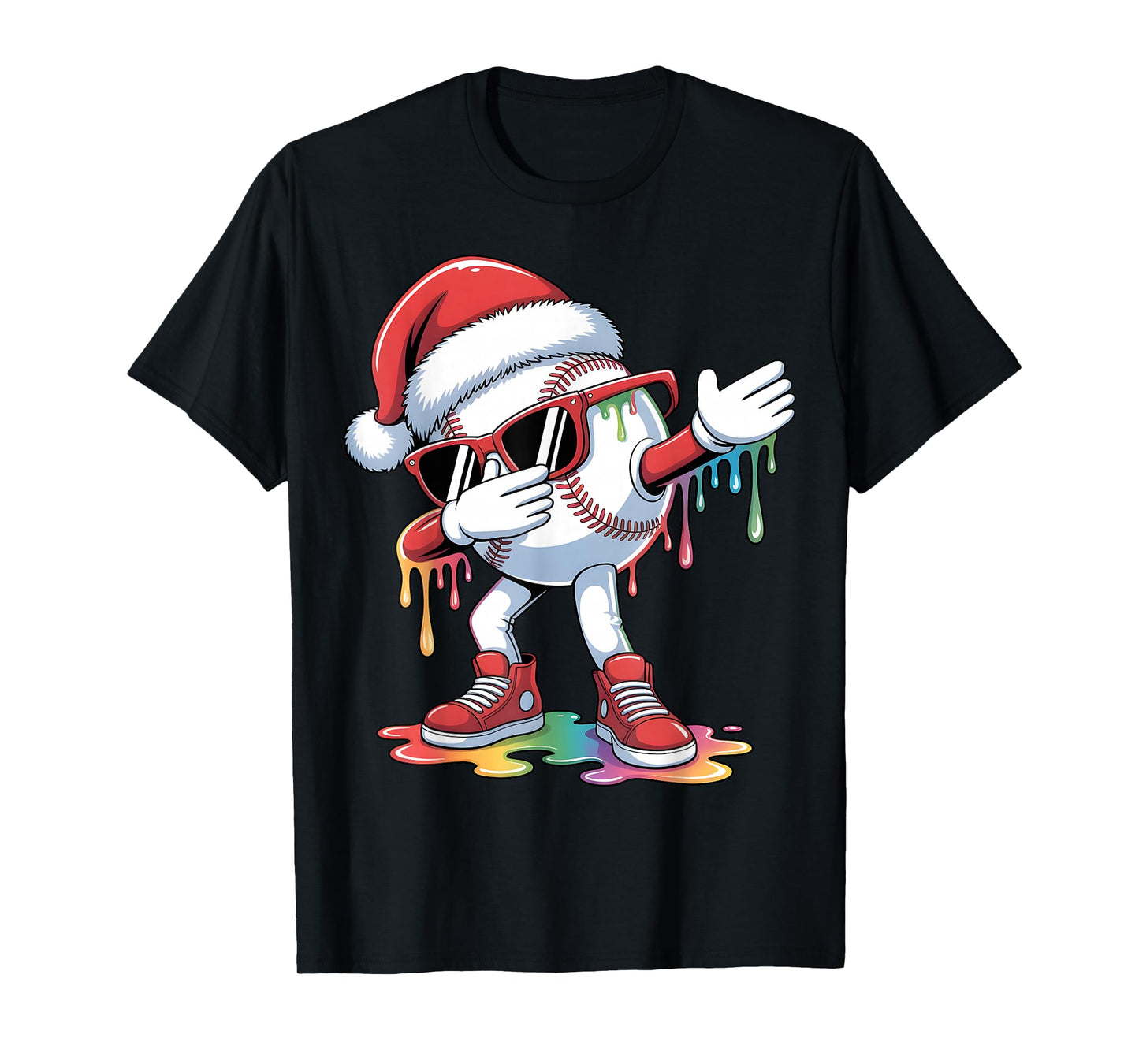 Christmas Baseball Ice Cream Dripping Santa Baseball Drip T-Shirt