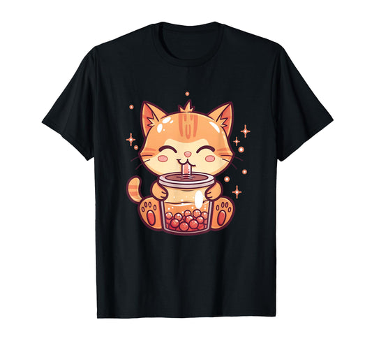 Cute Cat Boba Tea Bubble Tea Anime Kawaii Neko T-Shirt