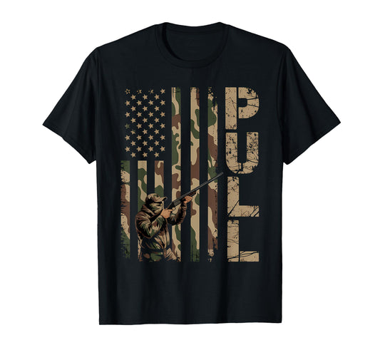 Skeet Trap Shooting Clay Shooting Skeet Shooter USA Flag T-Shirt