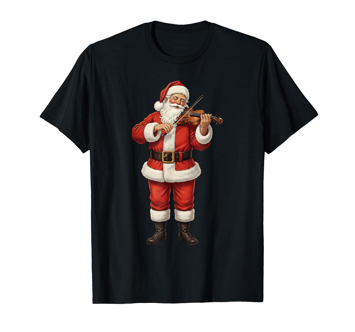 Christmas Santa Playing Violin Player Violinist Xmas Holiday T-Shirt
