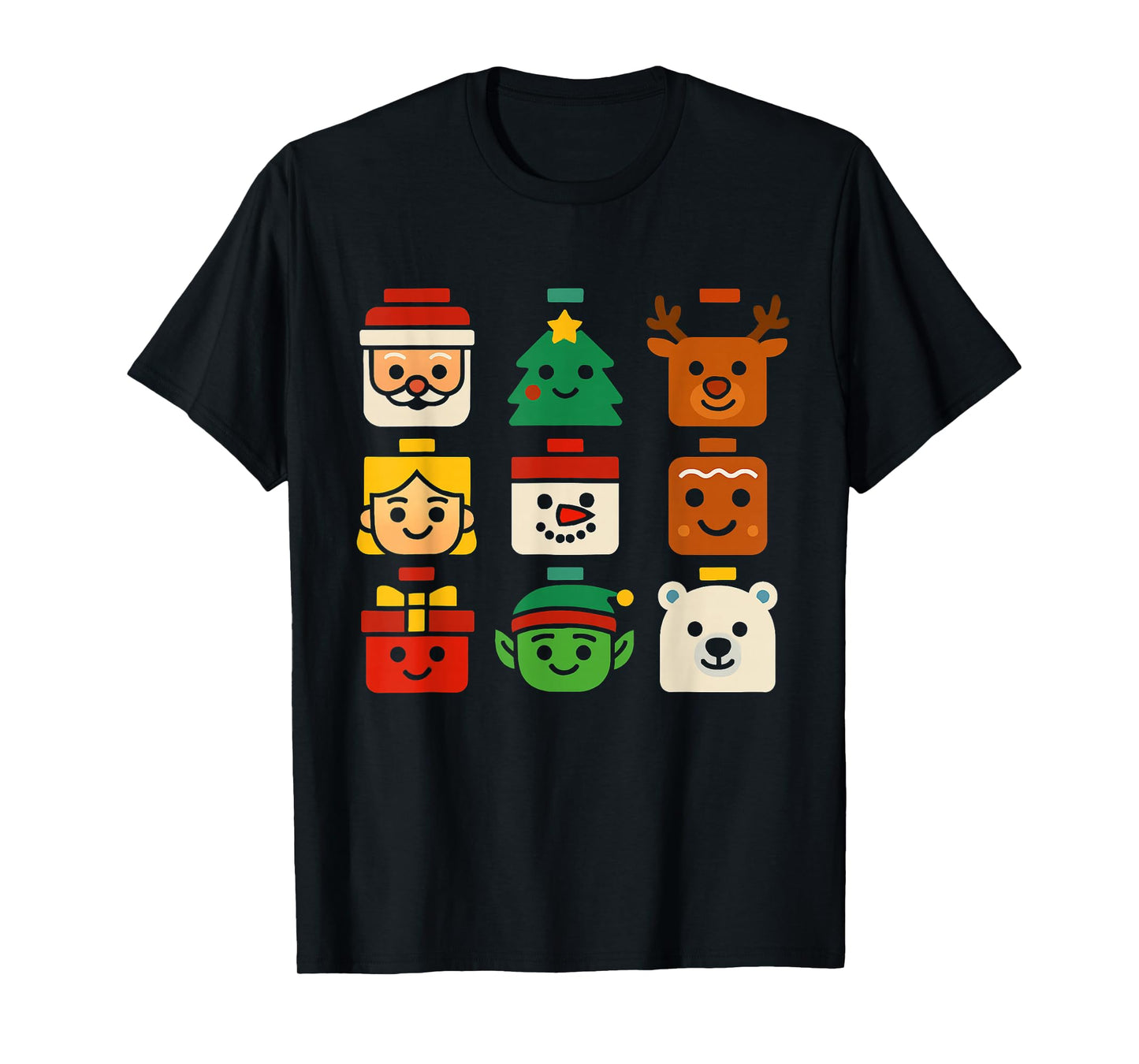 Christmas Building Brick Santa Elf Snowman Xmas Boys Girls T-Shirt