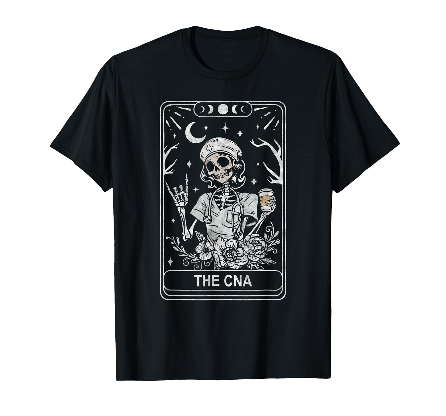 CNA Skeleton Certified Nurse Assistant Tarot Card Halloween T-Shirt