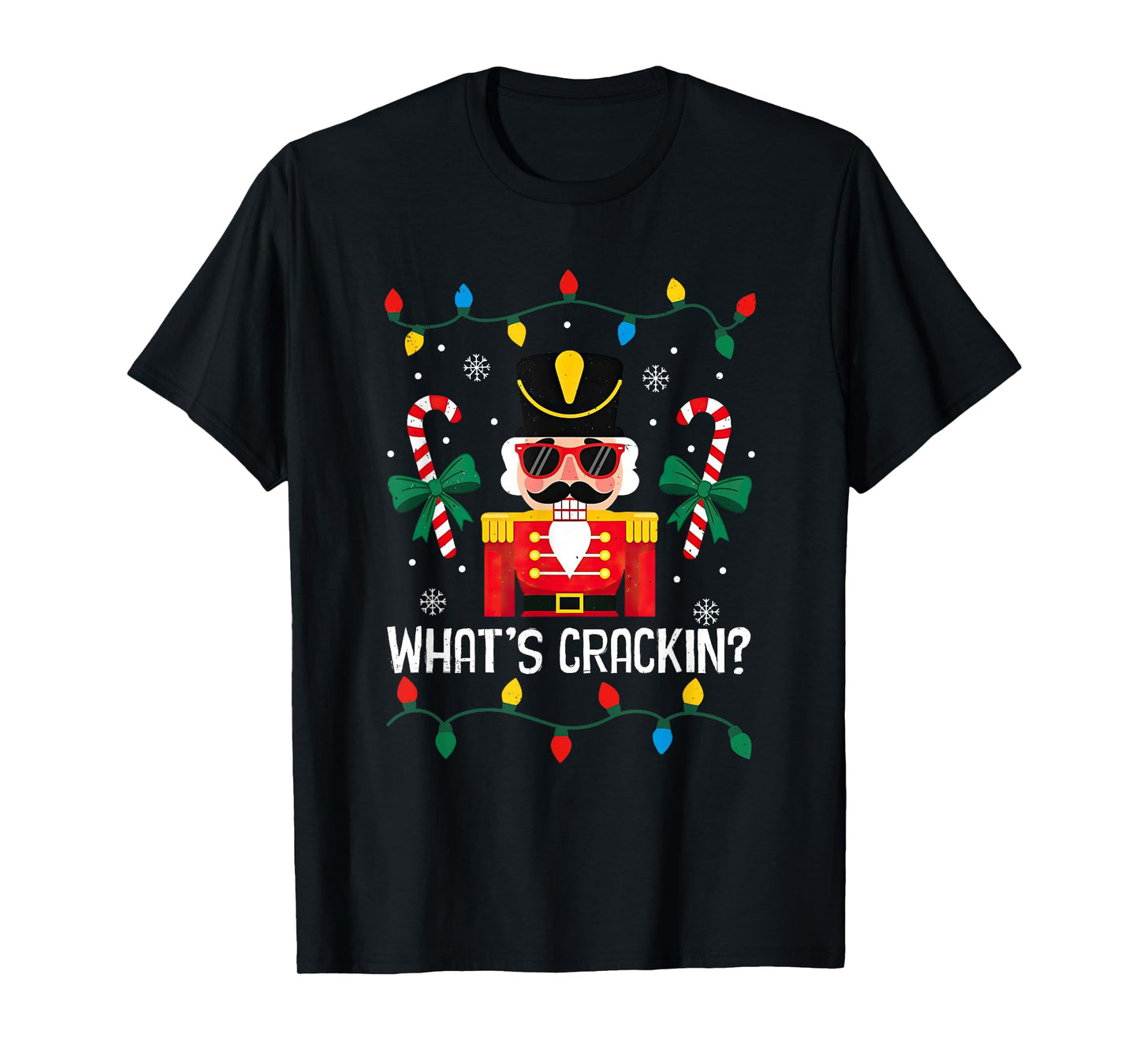 What's Crackin Nutcracker Christmas Candy Cane Coquette Bow T-Shirt