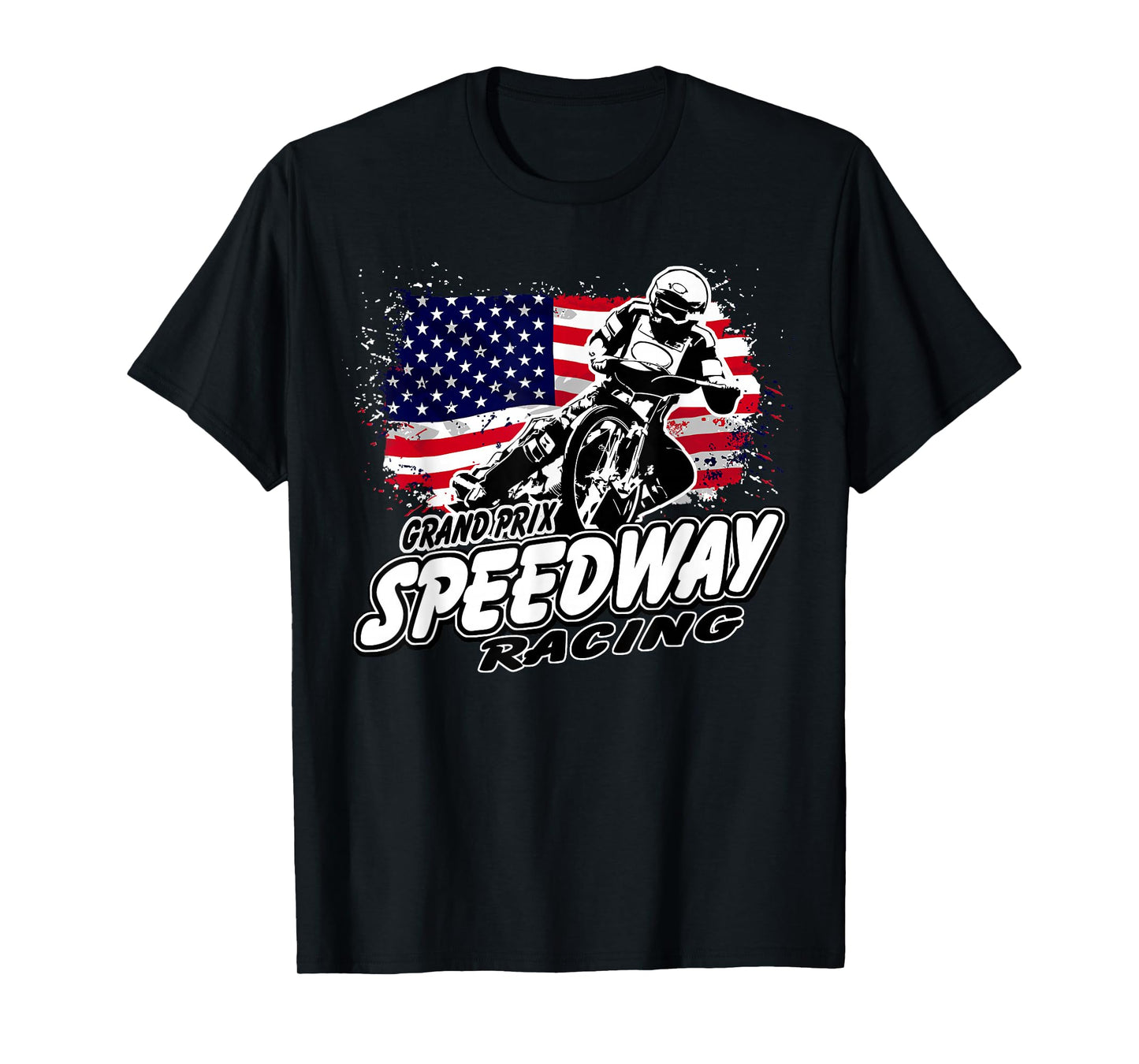Motorcycle Speedway American Flag T-shirt Flat Track Race T-Shirt