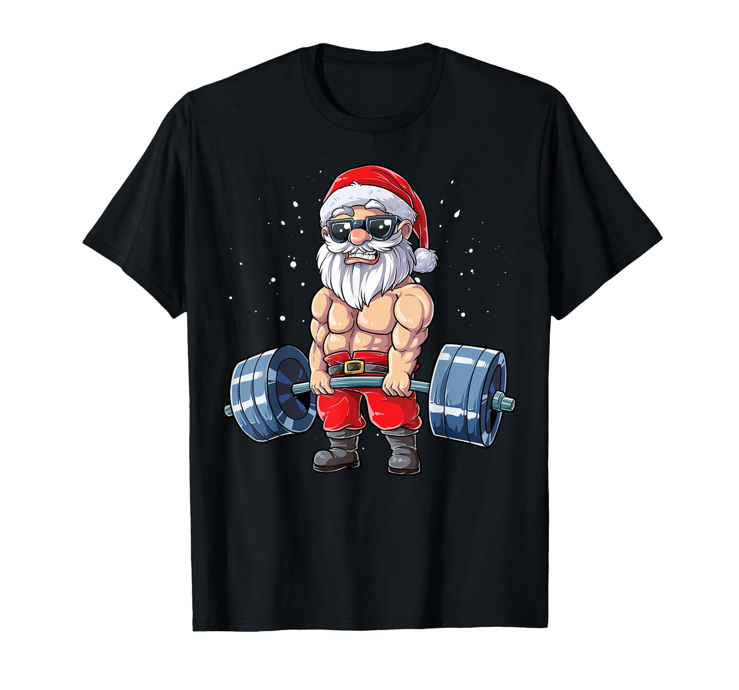 Santa Weightlifting Christmas Fitness Gym Deadlift Xmas Men T-Shirt