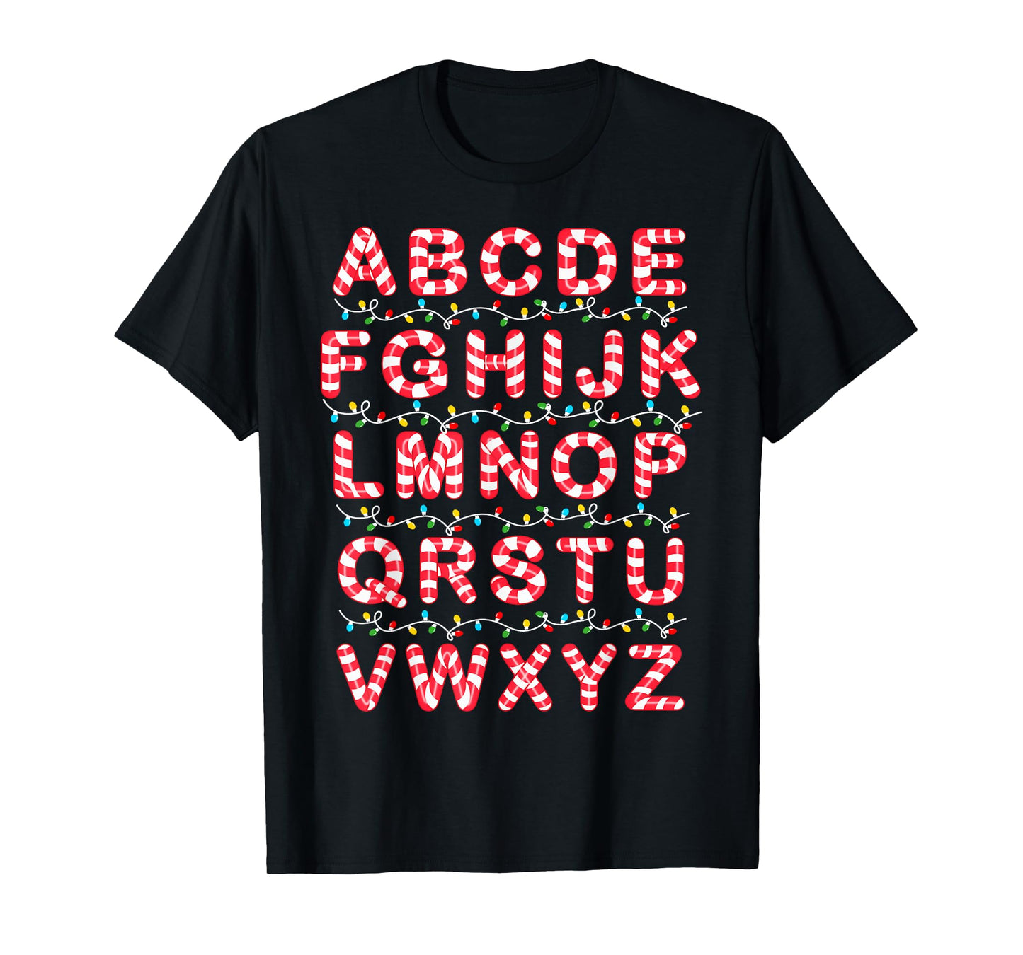 Christmas Alphabet Candy Cane Pre-K Kindergarten Teacher T-Shirt