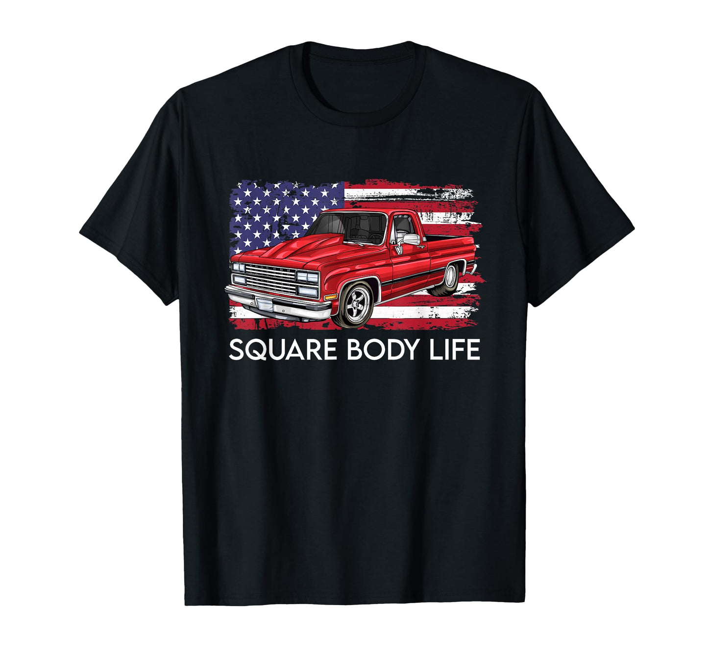 Square Body Life Truck Squarebody American Flag T-Shirt
