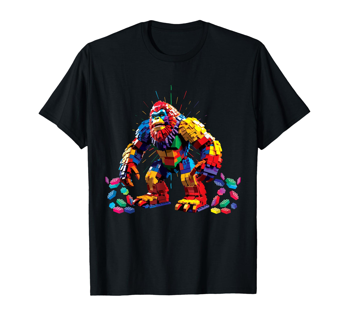 Bigfoot Sasquatch Block Building Brick Builder Funny Kids T-Shirt