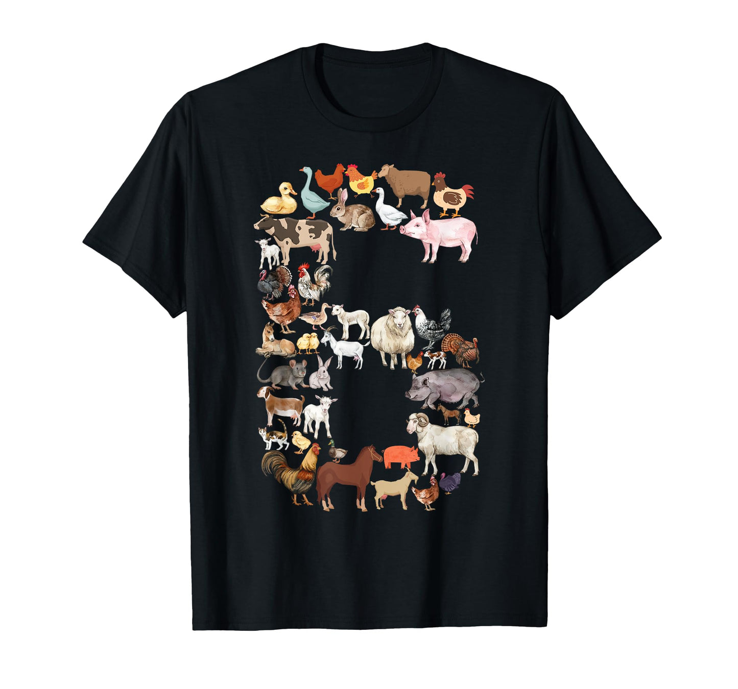 Fun 6th Birthday Farm Animals Theme Boy Kids 6 Year Old Bday T-Shirt