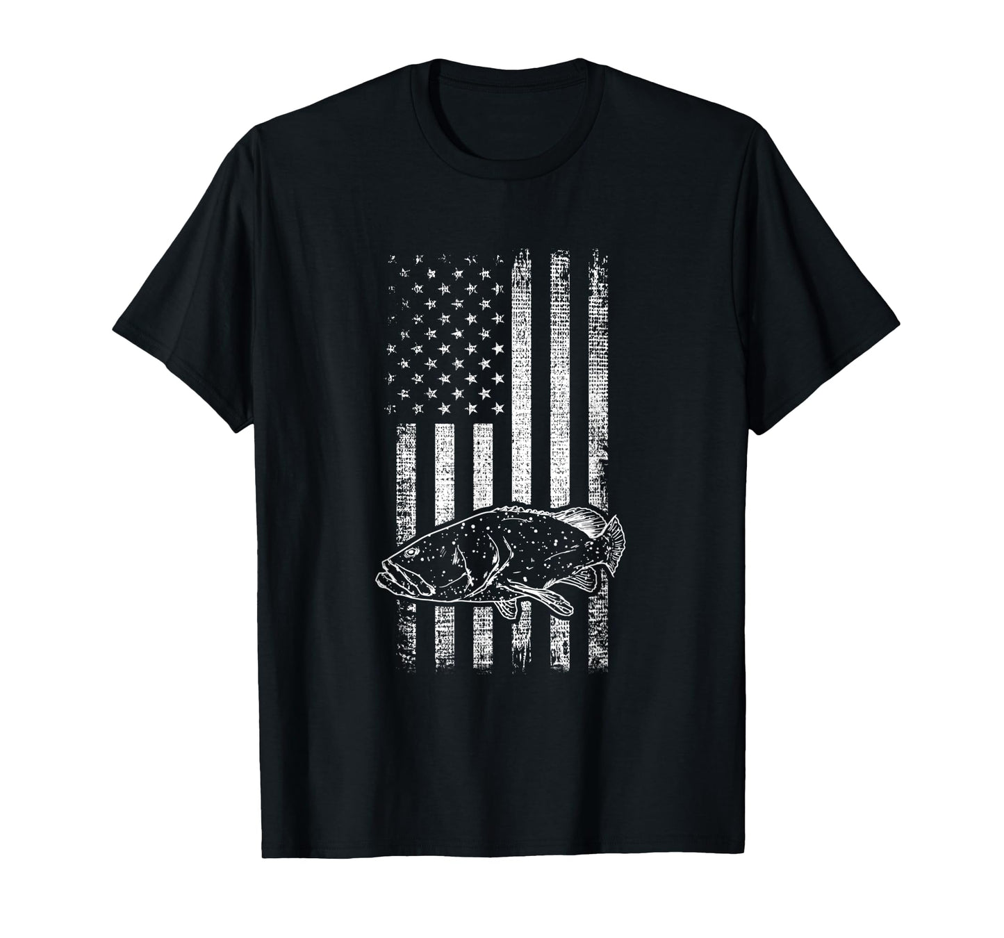 Goliath Grouper Giant Grouper deepsea fishing USA Flag T-Shirt