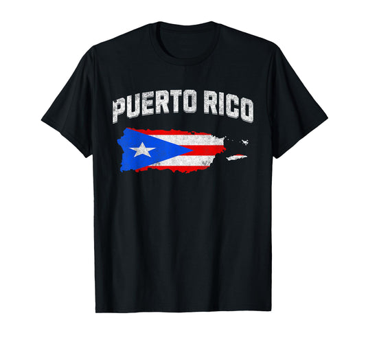 Boricua Puerto Rican Puerto Rico Map PR Flag Pride Vintage T-Shirt