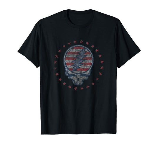 Kids Grateful Dead Patriotic USA Flag Stealie Vintage Band T-Shirt