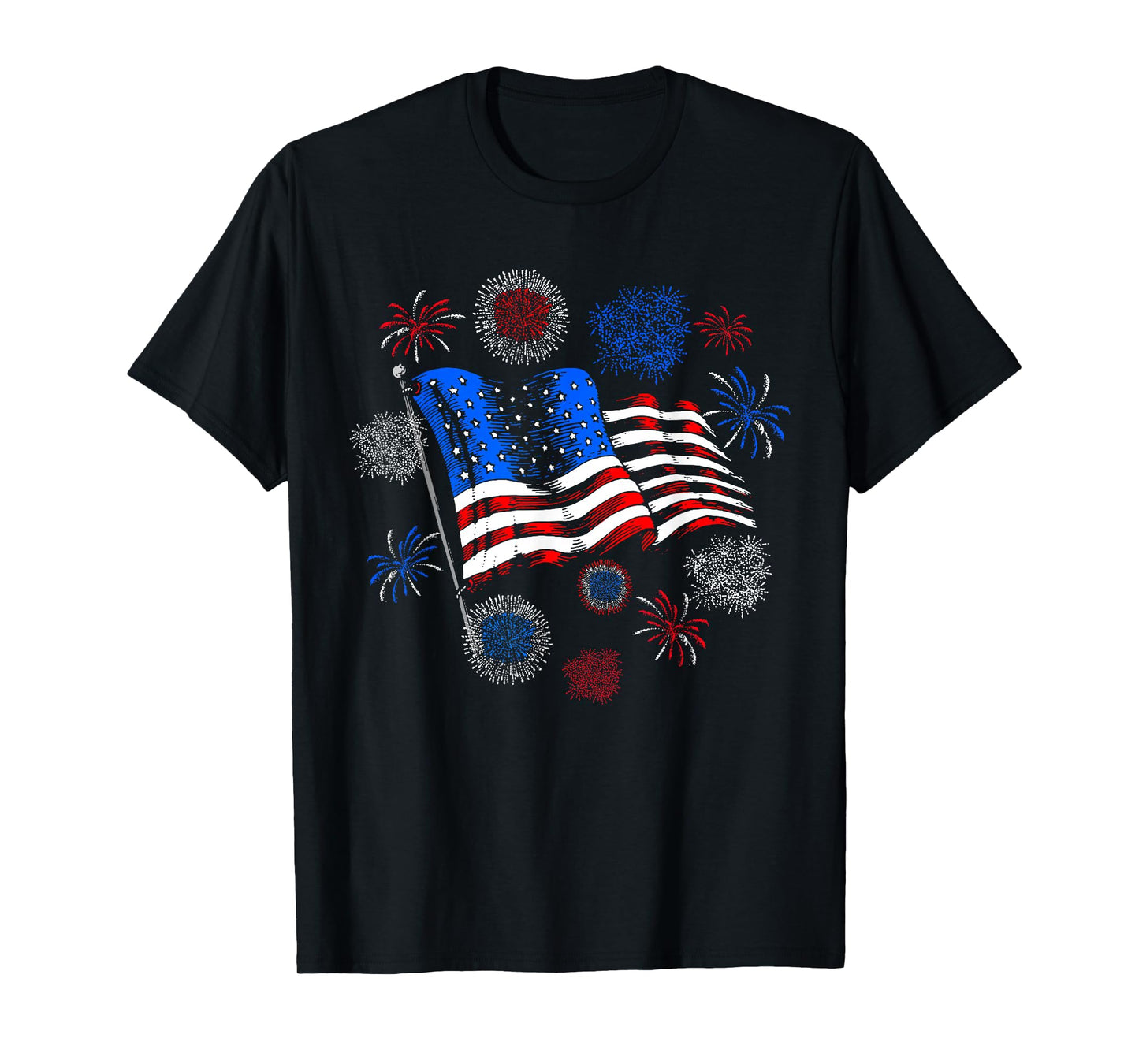 Fireworks 4th of July American Flag Patriotic Sparklers T-Shirt