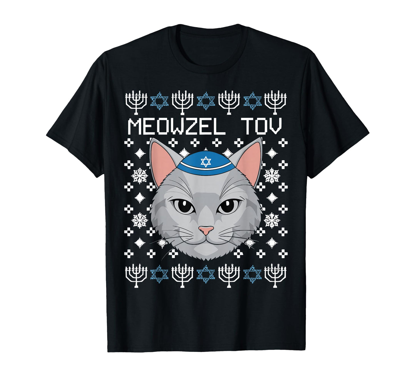 Meowzel Tov Ugly Hanukkah Chanukah Jewish T-Shirt