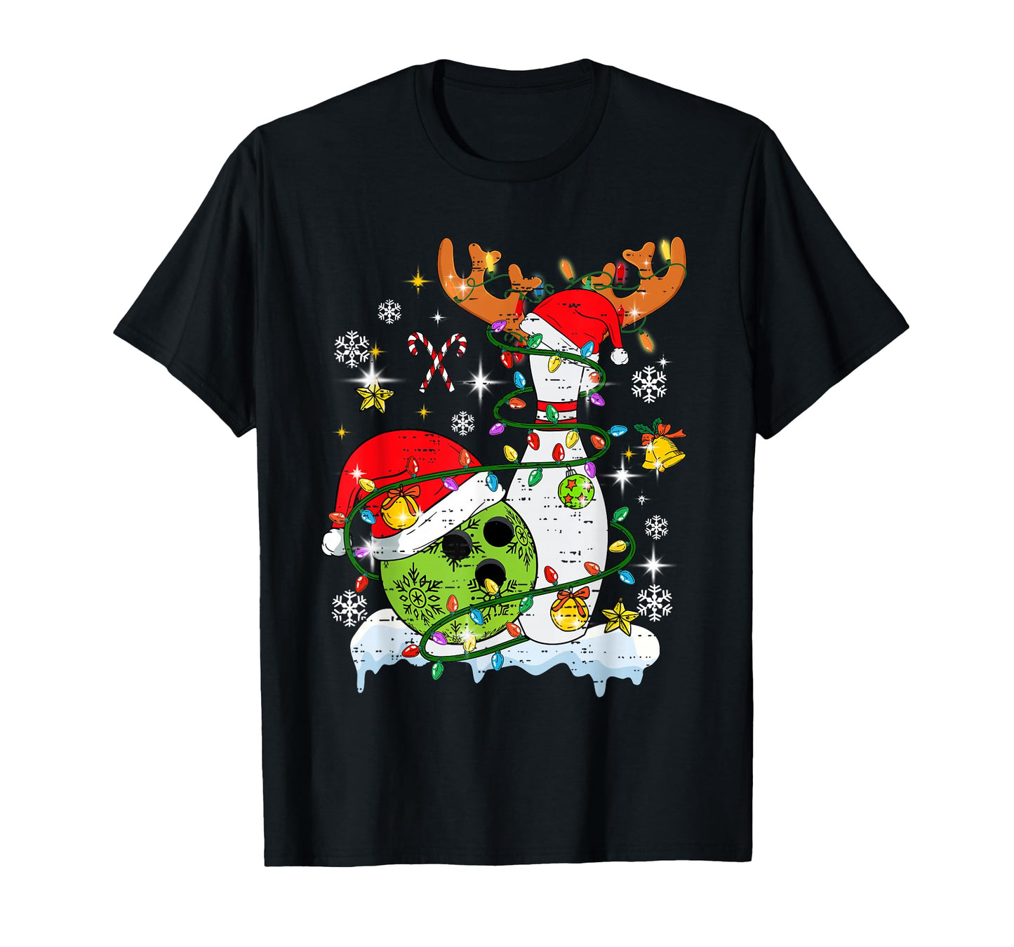 Christmas Bowling Hat Santa Bowler Xmas Sport Men Women Kids T-Shirt